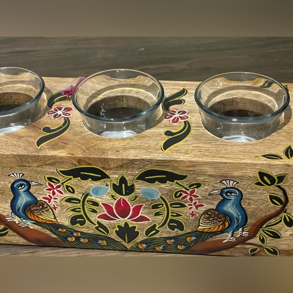Jaipur in Bloom Tealight Holder NWT Floral Peacock Decor - Picture 12 of 13